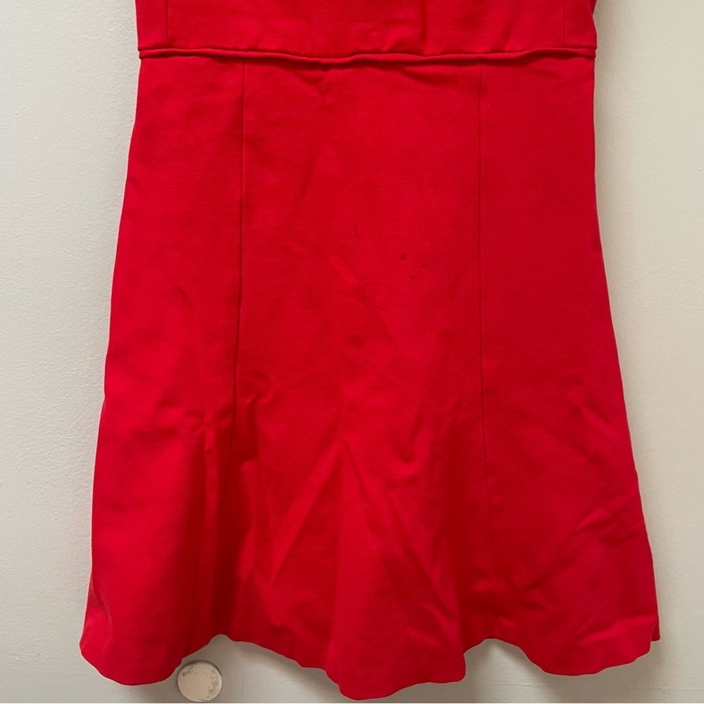 J. Crew Red Short Sleeve Flounce Ponte Fit & Flare Dress 0 - Picture 3 of 9